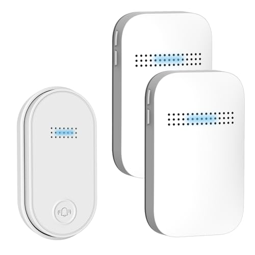 ワイヤレスチャイム 自動発電 玄関チャイム 電池不要 防水防塵 工事不要 38曲 4段階音量調節 100db 光でお知らせ メモリー機能 ドアベル 介護/飲食店/玄関 150M範囲 二階も聞こえる 来客対応(白 1送信機+2受信機)AOYIKO