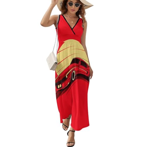 Robe longue d'été sans manches pour femme : tenue de plage fluide col V