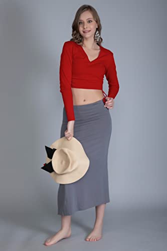 Image of The BLAZZE B1898 Women's Drawstring Plunge V Neck Full Sleeves Stylish Western Crop Top