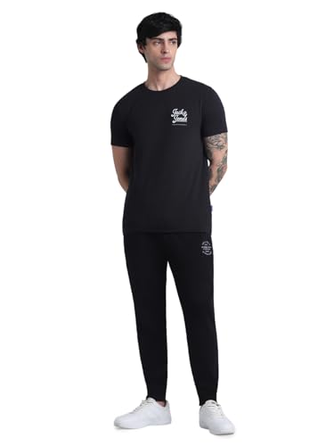 Image of Jack & Jones Men Pure Cotton Typography Printed Slim Fit T-Shirt