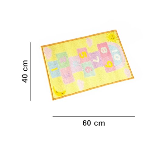 Image of Matz&More Hopscotch Floor Mat | 40x60 CM in | Yellow | Nylon Tufted Gel Baking Anti-Slip | Doormat for Home Entrance, Kitchen & Bedroom