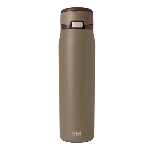 Image of Simple Modern Water Bottle with Straw & Handle | 30oz | Brown | Mesa Loop Insulated Water Bottle for School, Sports, Travel | Leak Proof, Stainless Steel | Hazelnut