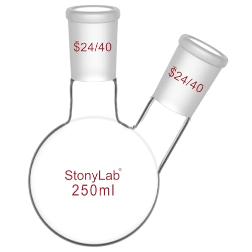 Verre borosilicaté stonylab pour ce ballon à fond arrondi 2 cols résistant