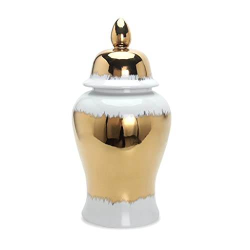 Robmet Ceramic Ginger Jar With Lid, Traditional Jingdezhen Porcelain Temple Jar, Ming Style Decorative Vases For Living Room (Size : Large) #TOP2