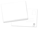 Schlichte weiße Postkarten aus Recyclingpapier, Rückseite mit Adressfeld und Blumendeko im Vintage Design, aus 300 g Bio Karton, CO2-neutral hergestellt