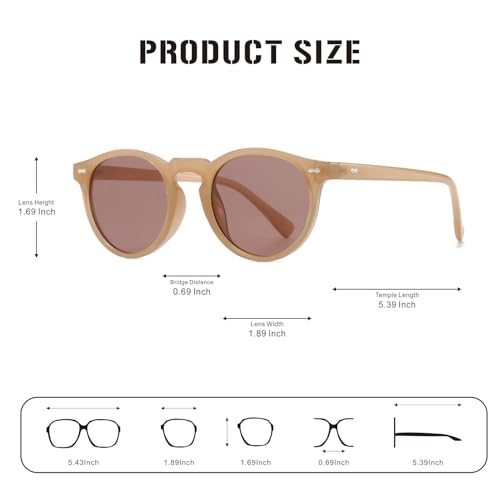 J&L Glasses Classic Polarized Round Sunglasses for Men Women Circle Style Unisex Sun Glasses UV4004