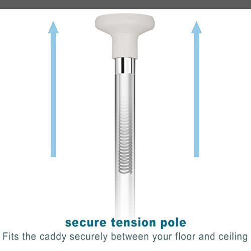 ALLZONE Rustproof Shower Caddy Corner for Bathroom,Bathtub Storage Organizer for Shampoo Accessories,4 Tier Adjustable Shelves with Tension Pole, 54 to 114 Inch