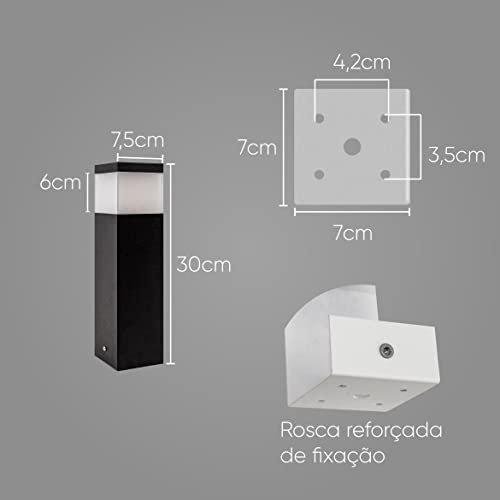 POSTE LUMINÁRIA 30CM ALUMÍNIO ST1301 (PRETO)