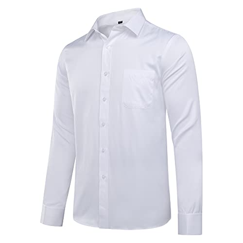 Cloudstyle Men's Dress Shirt Slim Fit Button Down Stripe Checked Shirt4