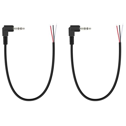 Greluma 2 Stk Rechtwinkliger 3,5mm Stecker auf blankes Kabel mit offenem Ende,30cm 90 Grad TRS 3 poliger Stereo-Klinkenstecker (1/8 Zoll) zur Reparatur von Audiokabeln