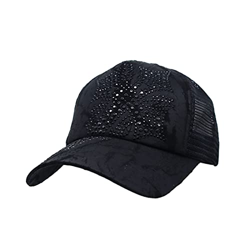 Withmoons Cross Rhinestones Hat Meshed Adjustable Baseball Cap Yt11340 (Black) #TOP19