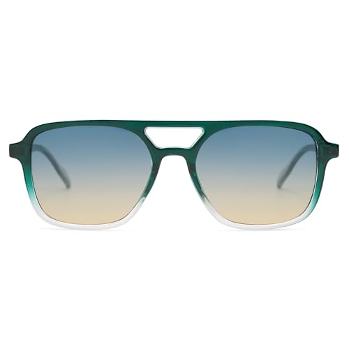 Image of SOJOS Retro Aviator Sunglasses for Women Men,Trendy Rectangle Womens Mens Shades Sun Glasses SJ2202