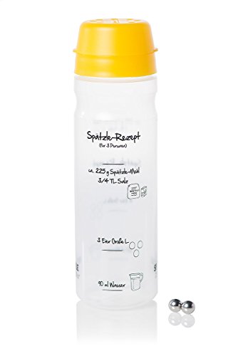 Das Original - Spätzle-Shaker für 4 Portionen (875ml gelb) Selbstgemachte Spätzle mit unserem Spätzlemaker - Spätzleshaker die Alternative zur Spätzlereibe, Spätzlepresse, Spätzlesieb, Spätzlehobel
