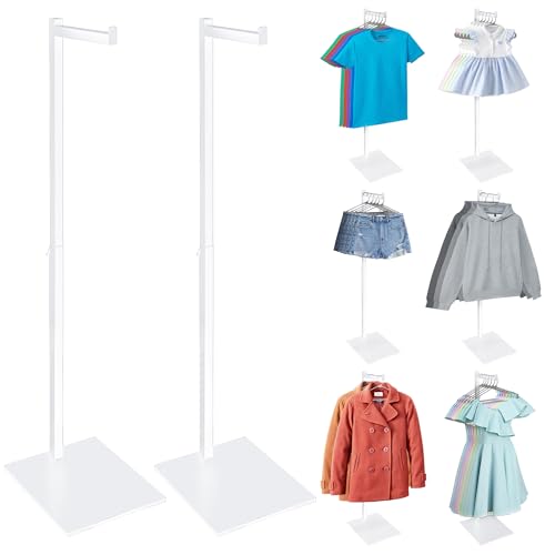 Clothing Display Rack, 21-36 Inch Adjustable Garment Stand, White, 2 Pack