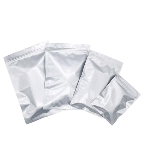 VDCVADKYE Sacs à Fermeture Zip, Sachets Plats à Fermeture éclair thermoscellables en Aluminium argenté, Paquet de 50 ou 100 pièces, Plusieurs Tailles(Silver 100pcs,8x12cm)