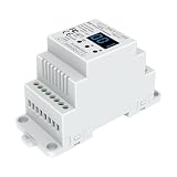 Decoder DMX512 a SPI Bianco per WS2811 WS2812 WS2815 SK6812, Controller RF 2.4GHz con Display Digitale, per Strisce LED Running Digitali IC RGB RGBW, 5-24V DC, Guida DIN