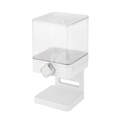 Zevro KCH-06129 Compact Dry Food Dispenser, Single Control, White/Chrome