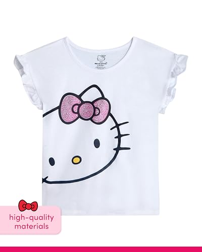 Image of Hello Kitty Girls Legging Set - 2 Piece Short Sleeve Graphic Tee Shirt for Girls and Matching Leggings for Kids Clothing Set