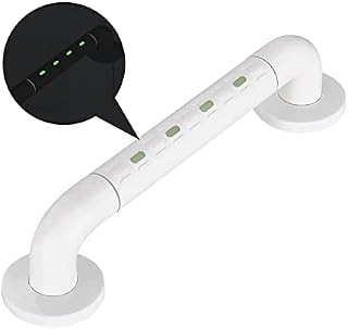 White Shower Grab Bar with Fluorescence, NewBinn 35 cm Anti Slip Bathroom Balance Bar Rail, Wall Mounted Shower Handrail Support for Elderly Disabled Bathtub Toilet Stairway Handrail