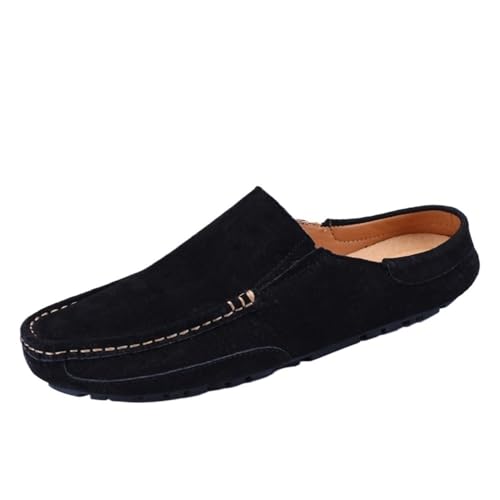 Mens Loafers Slip On Suede Round Toe Comfortable Flat Heel