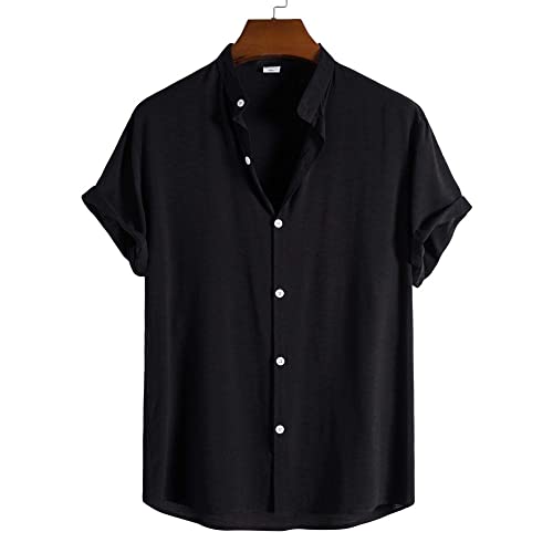 Chemises pour hommes à manches courtes noires style vintage et tropical pour les vacances d'été