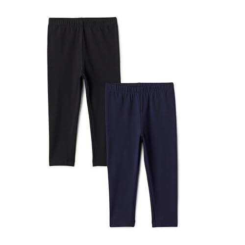 Amazon Essentials Girls Cotton Stretch Leggings Pack of 2 Navy Large