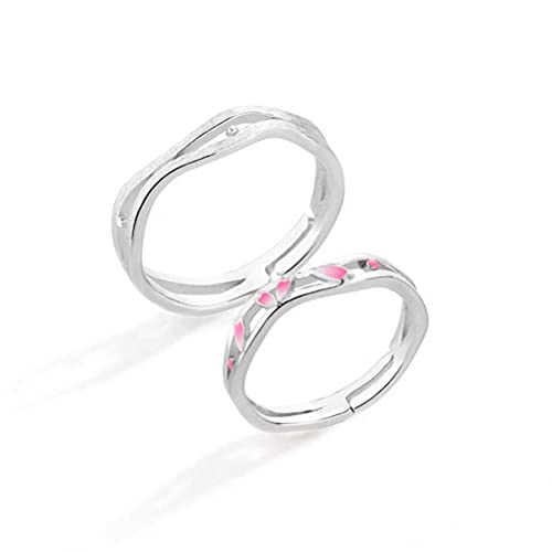 Bague ouverte en argent S925 ajustable style géométrique pour couple
