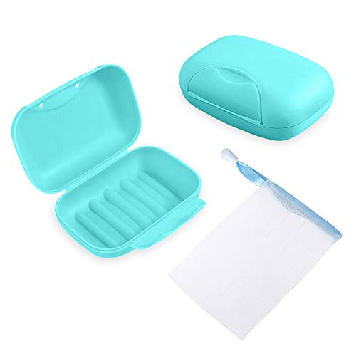 Cosywell Plastic Soap Case Holder Soap Protector Container Large Bathing Soap Dish for Home Hotel Travel Camping Shower 2-Pack(Blue)