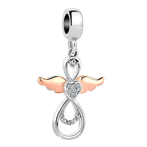 Casa De Novia Bead for European Bracelets Jewelry Angel Wings Charm Infinity Love White CZ