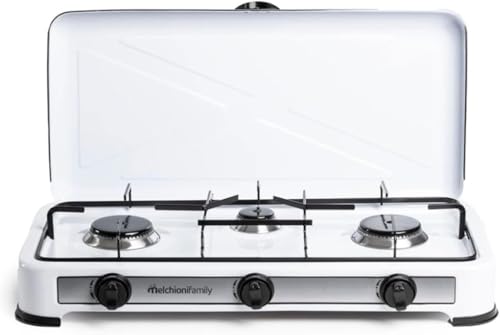 Melchioni Family Minerva 3 | Cocina de Gas 3 Fuegos – Estructura de Acero Esmaltado, Parrillas y Quemadores Extraíbles, Regulación de Llama, Potencia 2.9 kW