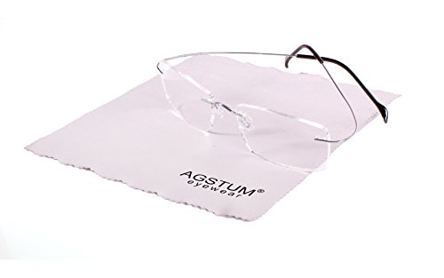 Agstum Titanium Rimless Flexible Frame Hingeless Optical Eyeglasses Clear Lens (Silver, Customized 52mm)