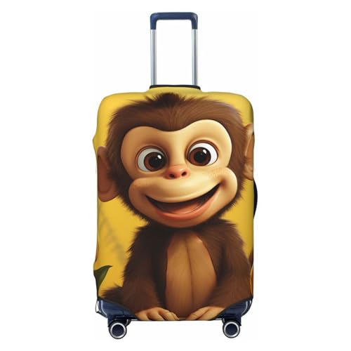 Travel Luggage Cover Fashion Suitcase Protector Cute Funny Animal Monkey Banana Spandex Baggage Covers Washable Suitcase Covers Anti-Scratch Luggage Cover Protectors Fits 18-32 Inch Suitcases Small