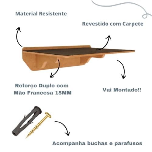 Prateleira Grande para Gatos (Carpete Preto)