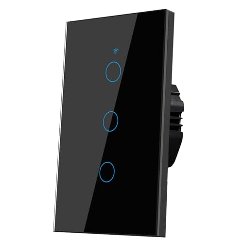 Lsliangmei 2.4GHz WiFi Smart Wall Touch Light Switch (Glass Panel Alexa Multi-Control Compatible Compatible with Multiple Platforms) (Wall Switch 3 Gang)