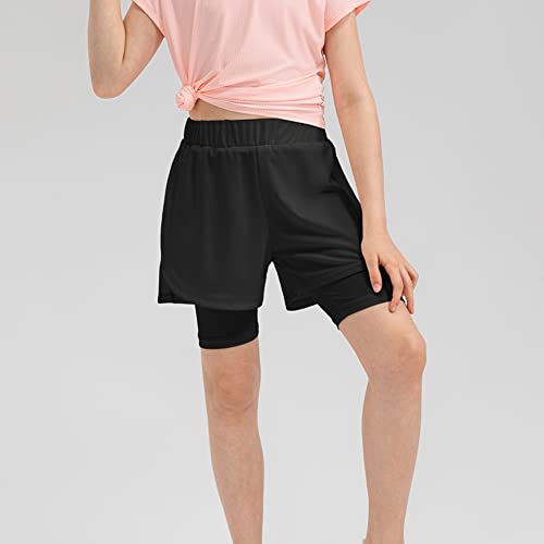 Hotfiary Girls Athletic Running Shorts 2 in 1 Workout Gym Yoga Shorts Liner with Phone Pocket Biker Spandex Sweatpants3