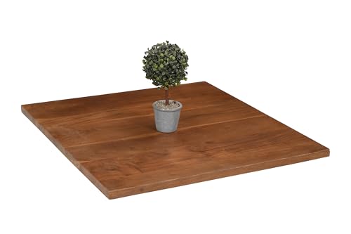 SAM Holzplatte Brasileiro | 60 x 60 cm | Akazienholz massiv | Farbe: Nussbaum | gerade Kante | Pflegeleichte DIY Tischplatte | geeignet für Esstische/Bistrotische/Couchtische