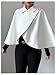 MakeMeChic Women's Wrap Collared Cape Jacket Loose Fit Business Fall Cropped Coat Outerwear White Large