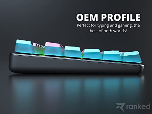 Image of Ranked Pudding PBT Keycaps | 112 Double Shot Translucent ANSI US & ISO Layout | OEM Profile for RGB Mechanical Gaming Keyboard (Miami Vice)