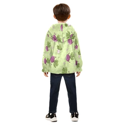 Cute Turnip Pattern Prints Toddler Fleece Jacket Girl Boys Hooded Fleece Jacket Coat Warm Outwear Zip-up 3-10T4