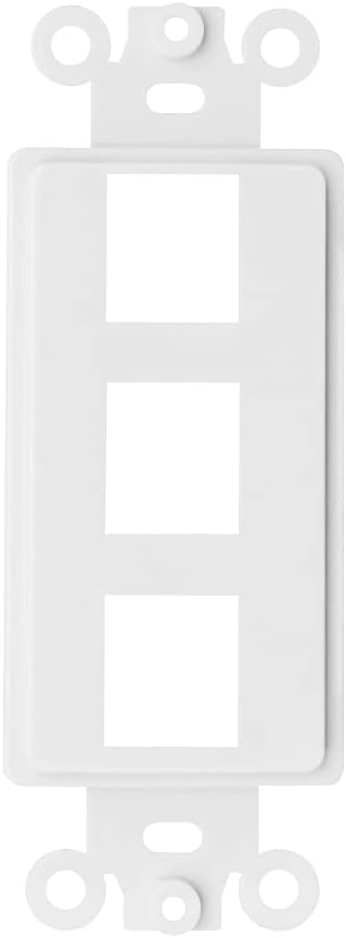 3 Port, Decora RJ45 Network Keystone Wall Plate Insert, White, 100 Pc(s)