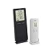 TFA Dostmann Logoneo Thermometer innen/aussen, 30.3071.01, mit Außensender, optional auf 3 Sender erweiterbar, inkl Uhr, schwarz