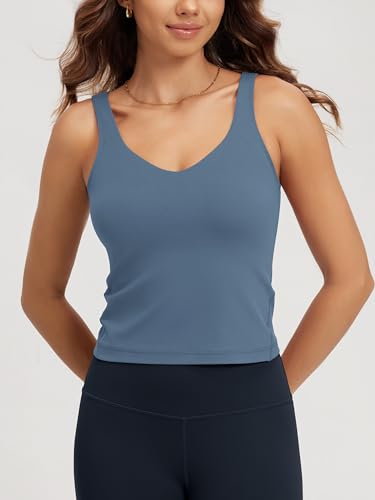 ODODOS Cloud Feeling Tank Bra for Women U Back Wirefree Longline Sports Bra Yoga Crop Top2