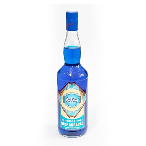 ArKay Non-Alcoholic Blue Curacao - Premium Alcohol-Free Alternative - 33.3 Fl Oz (1L) - Zero Calories, Zero Sugar - 100% Natural - Halal Certified - Ideal for Mocktails