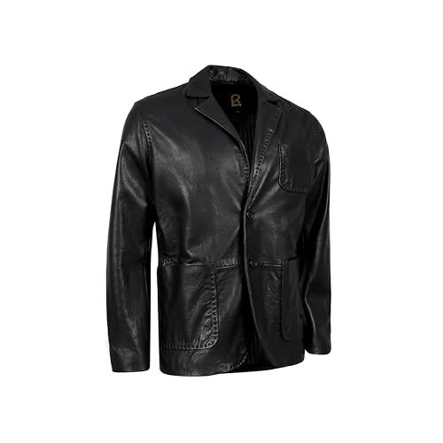 Rauly Lambskin Leather Blazer Men Casual Coat with Thread Design– Notched Collar Style Ultimate Leather Blazer for Men2
