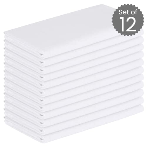 Dine N Decor Set Of 12 Cloth Dinner Napkins 100% Cotton - Soft Durable Washable - Ideal For Farmhouse Party Weddings Christmas Easter - Perfect Everyday Use Table Linen Cloth Napkins White 17X17 #TOP1