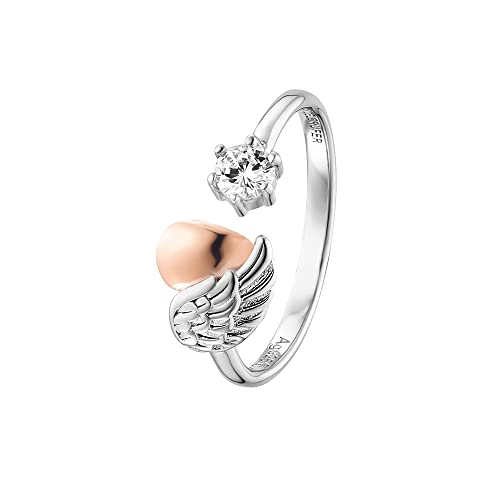 Engelsrufer Damen Ring Herzflügel aus Sterling Silber - besetzt mit einem Zirkonia Stein - größenverstellbar - nickelfrei Cover