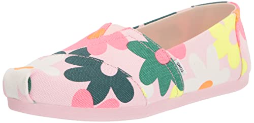 TOMS Womens Alpargata Floral Slip On Flats Casual - Green, Pink