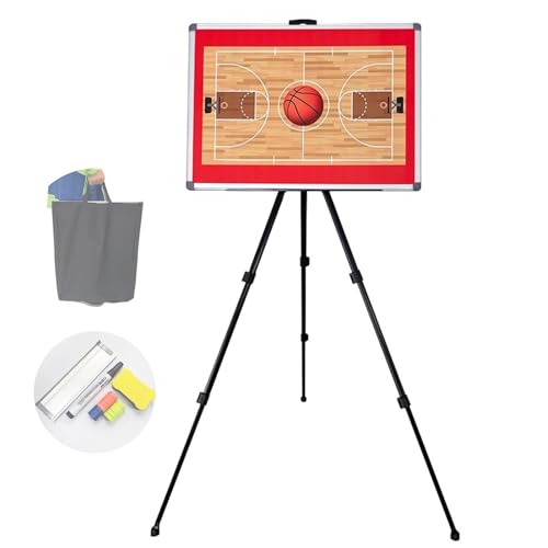 Zkfpet Magnetic Basketball Coaching Board, Double Sided Dry Erase Clipboard, Large Tri-pod Tactic Board, for Training