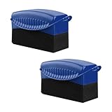 Ohleats 2 PCS Tire Dressing Applicator, Wheel Shine Pad With Lid, Reusable Detailing Foam Waxing Wipe Polishing Sponge, Universal Car Accessories (Blue)