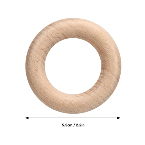 Anillos de madera para manualidades, colgante circular de madera de haya de 5,5 cm 7
